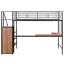 Lit mezzanine simple en métal noir avec bureau et grille. Fabrication robuste. Garde-robe latérale pour optimiser l'espace. Multiples activités polyvalentes. Convient à la décoration d'une pièce. Matelas non inclus Grille de taille en noir.