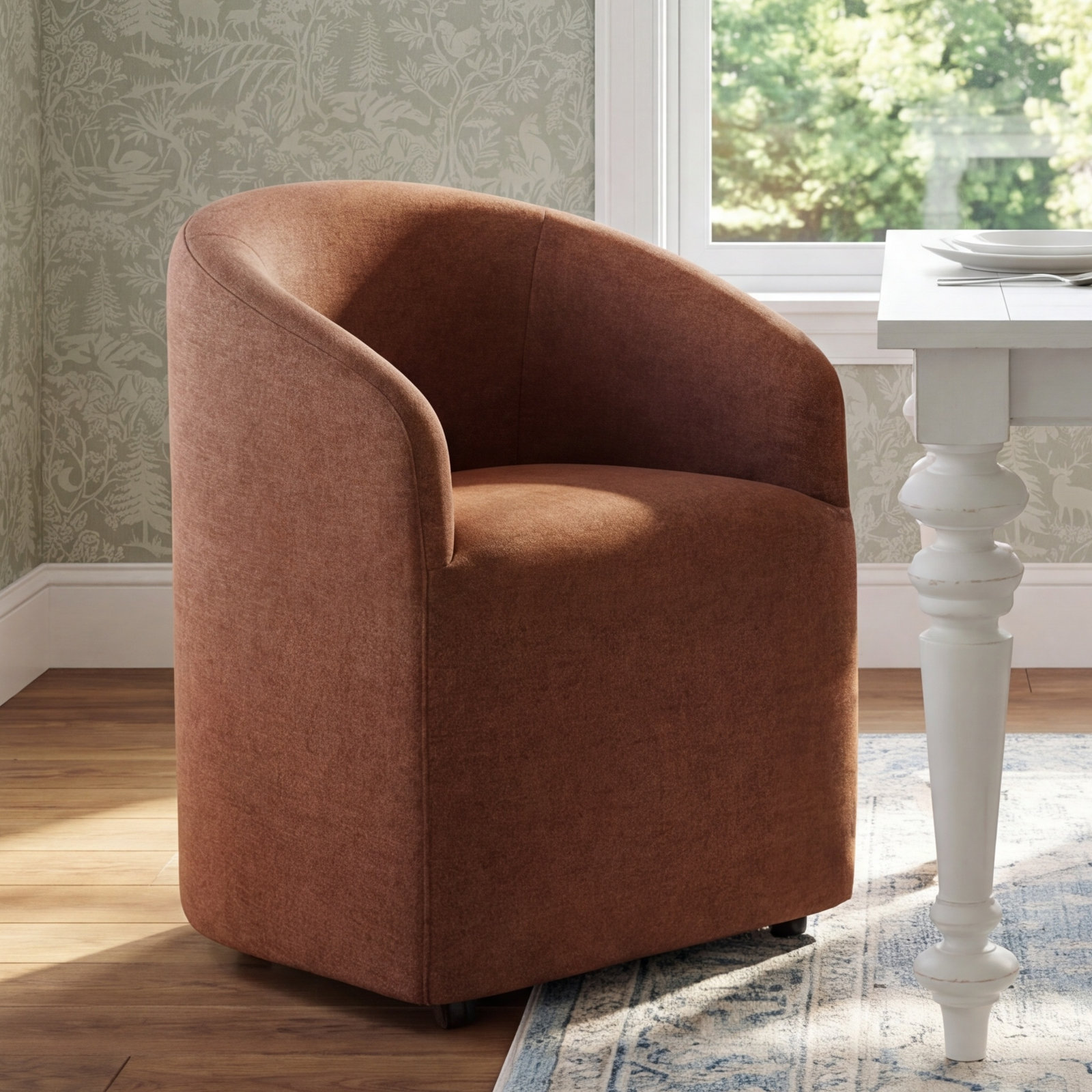 Keeshan Barrel Dining Armchair, Harben Ivory