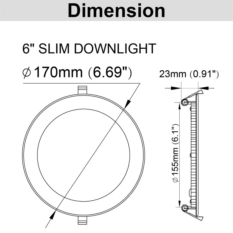 Ensemble d'éclairage encastré ultra mince 6 "à DEL CCT IC 6"