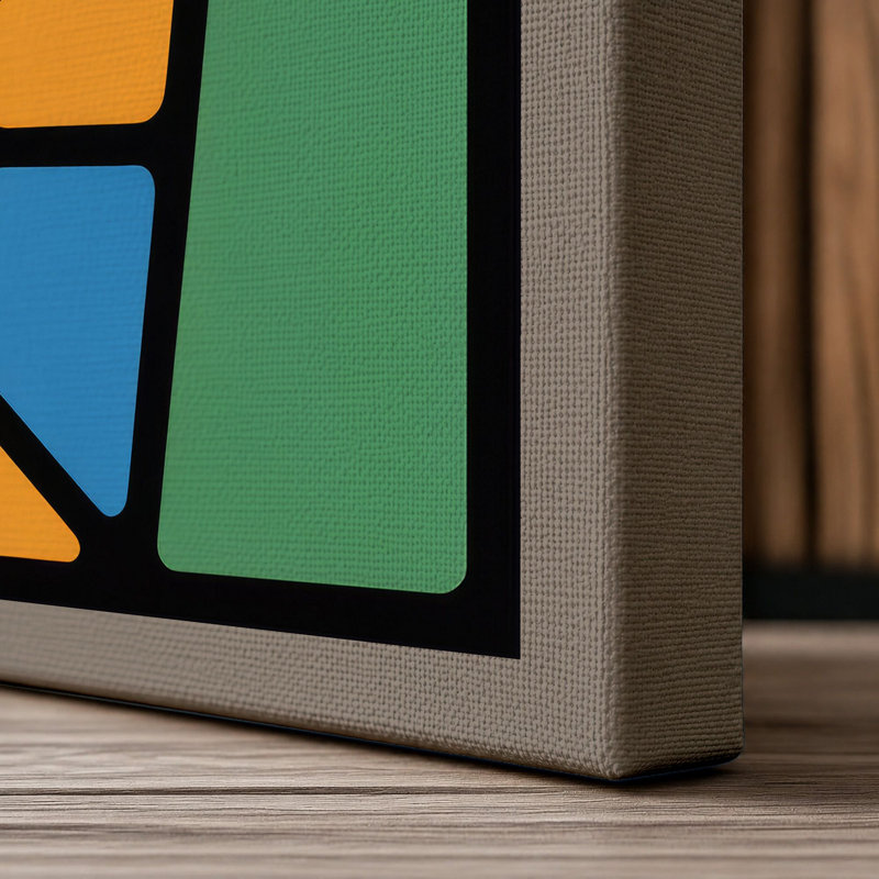 Stained Glass Rhythm Geometric - Wrapped Canvas, 36x24 - 91.4 x 61.0 cm, Taupe Border