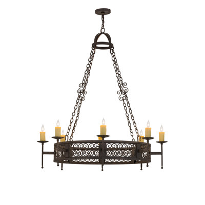 Lustre de roue de wagon de style bougie 8 lumières Winterton