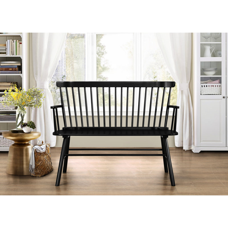 Living Space Black Wood Spindle Back Arm Chair For With Feature, Black