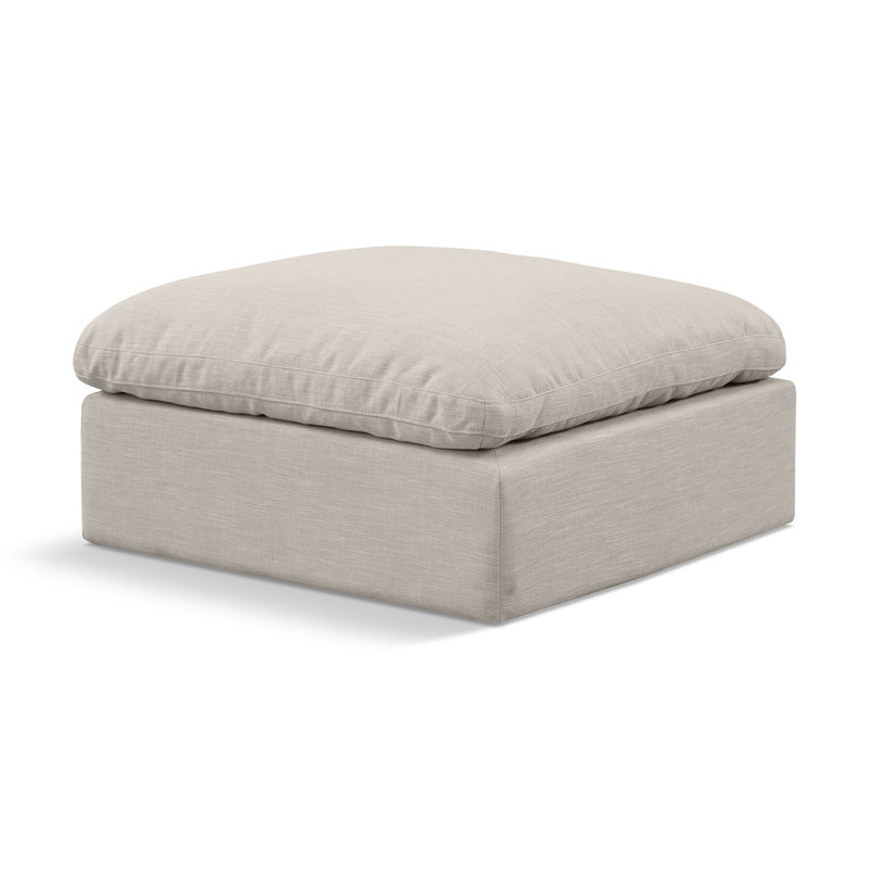 Itala Upholstered Modular Ottoman, Beige Linen Textured Fabric