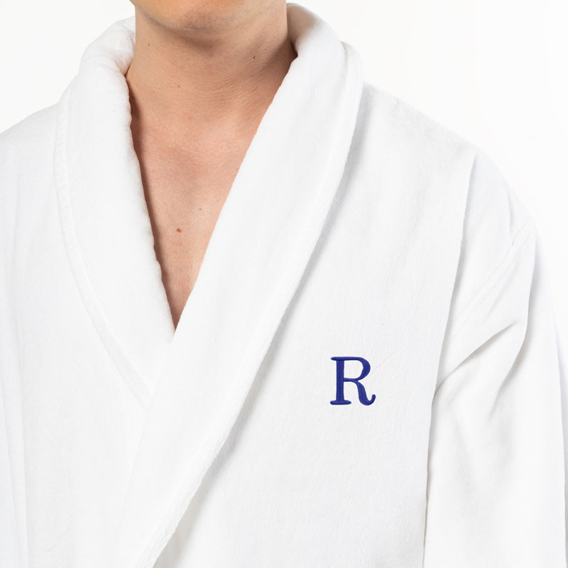  Peignoir 100% coton unisexe personnalisé en velours Anovia - bleu marine Bookman, R, P / M