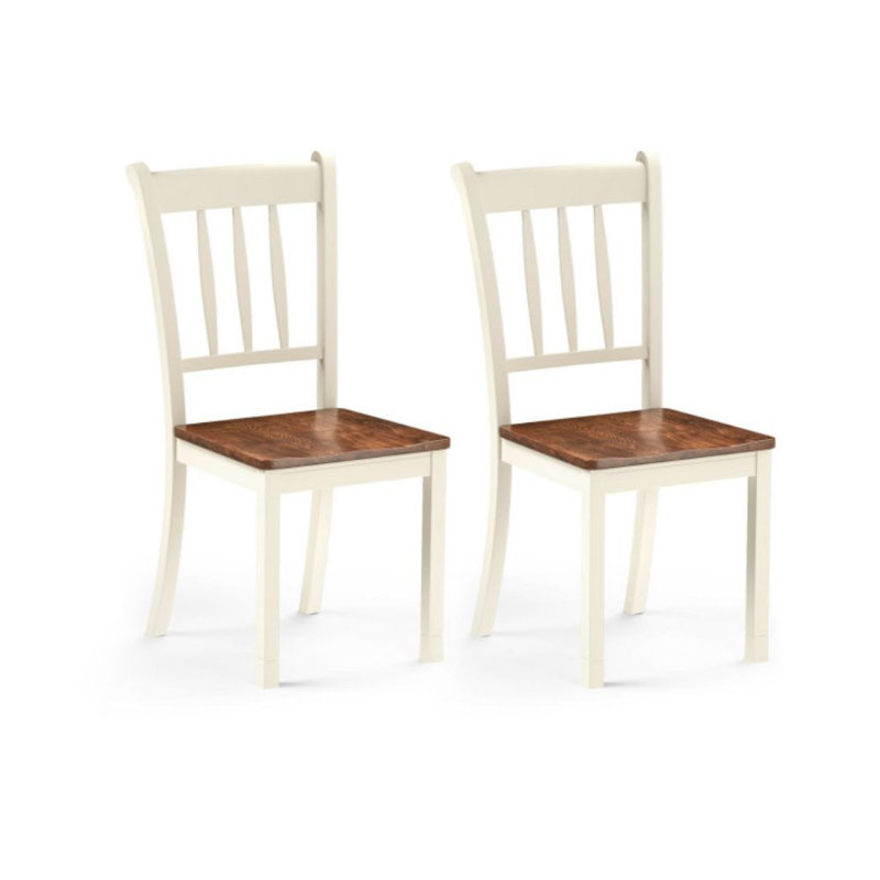 2 chaises de salle à manger en bois massif à dossier fuselé Whitesburg, Blanc