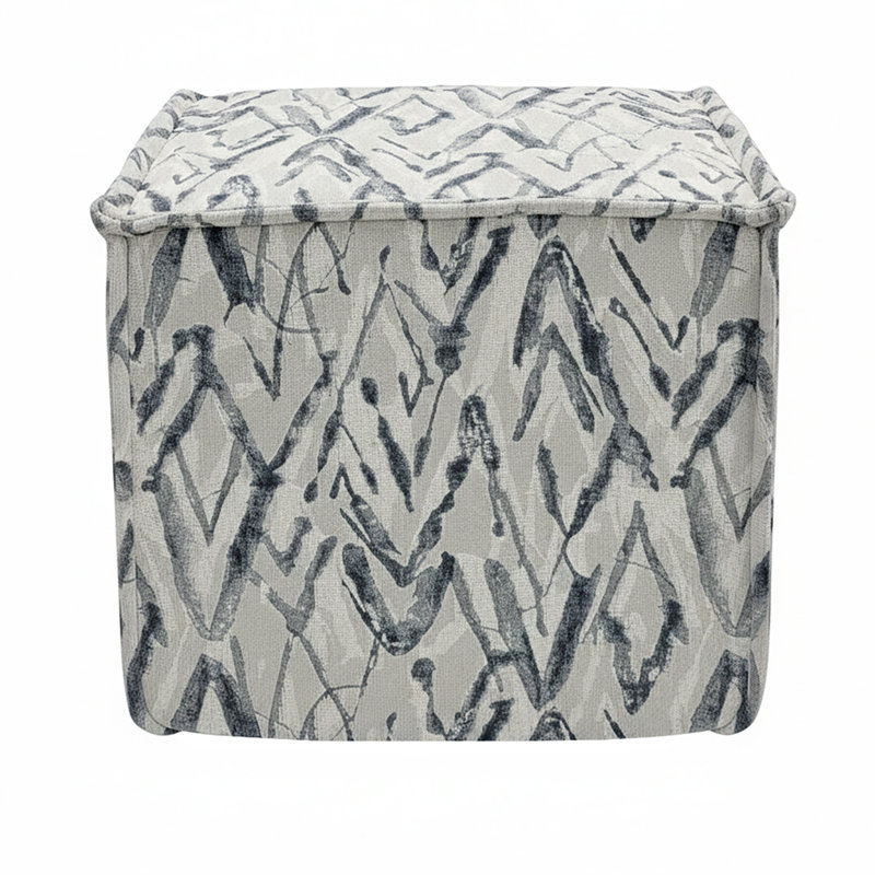 Hampton Square Pouf Ottoman - Midnight Flame, Midnight Flame