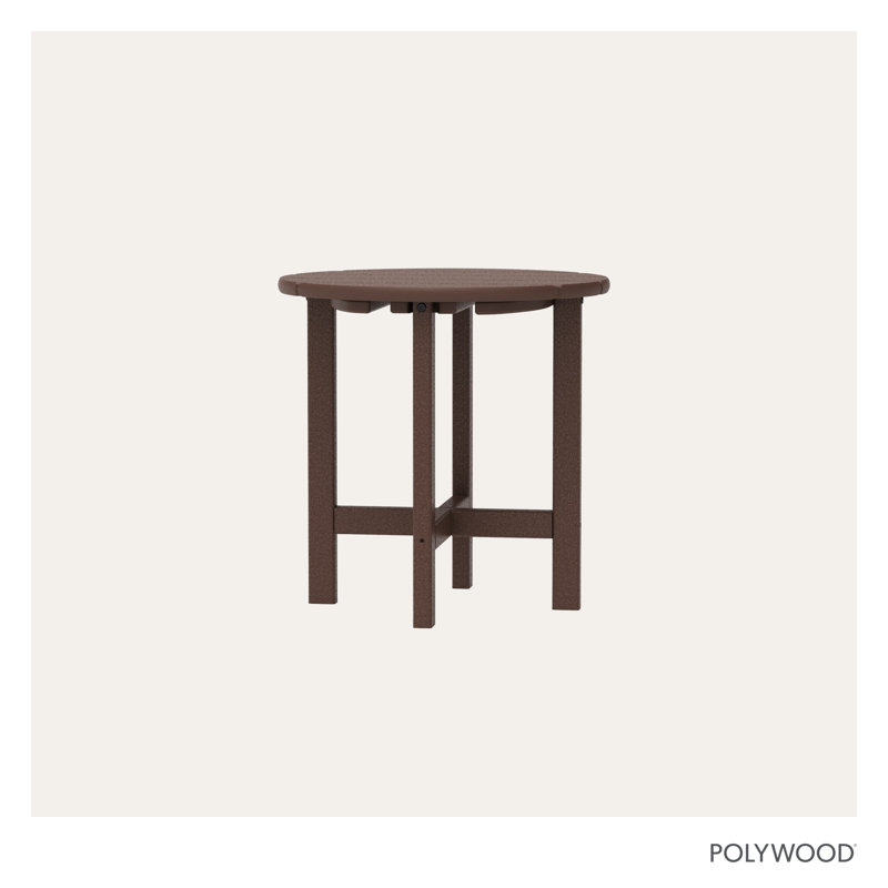 POLYWOOD Round 18" Side Table, Dark Brown