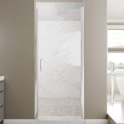 Porte de douche pivotante en verre sans cadre
