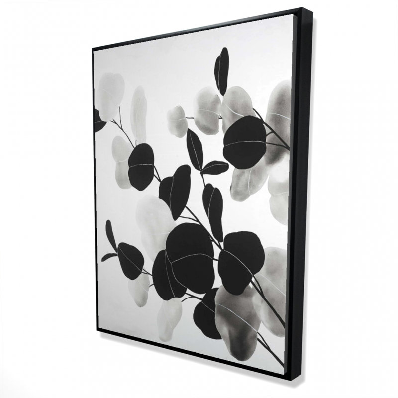 Grayscale branches with leaves - 36"x48" Framed canvas