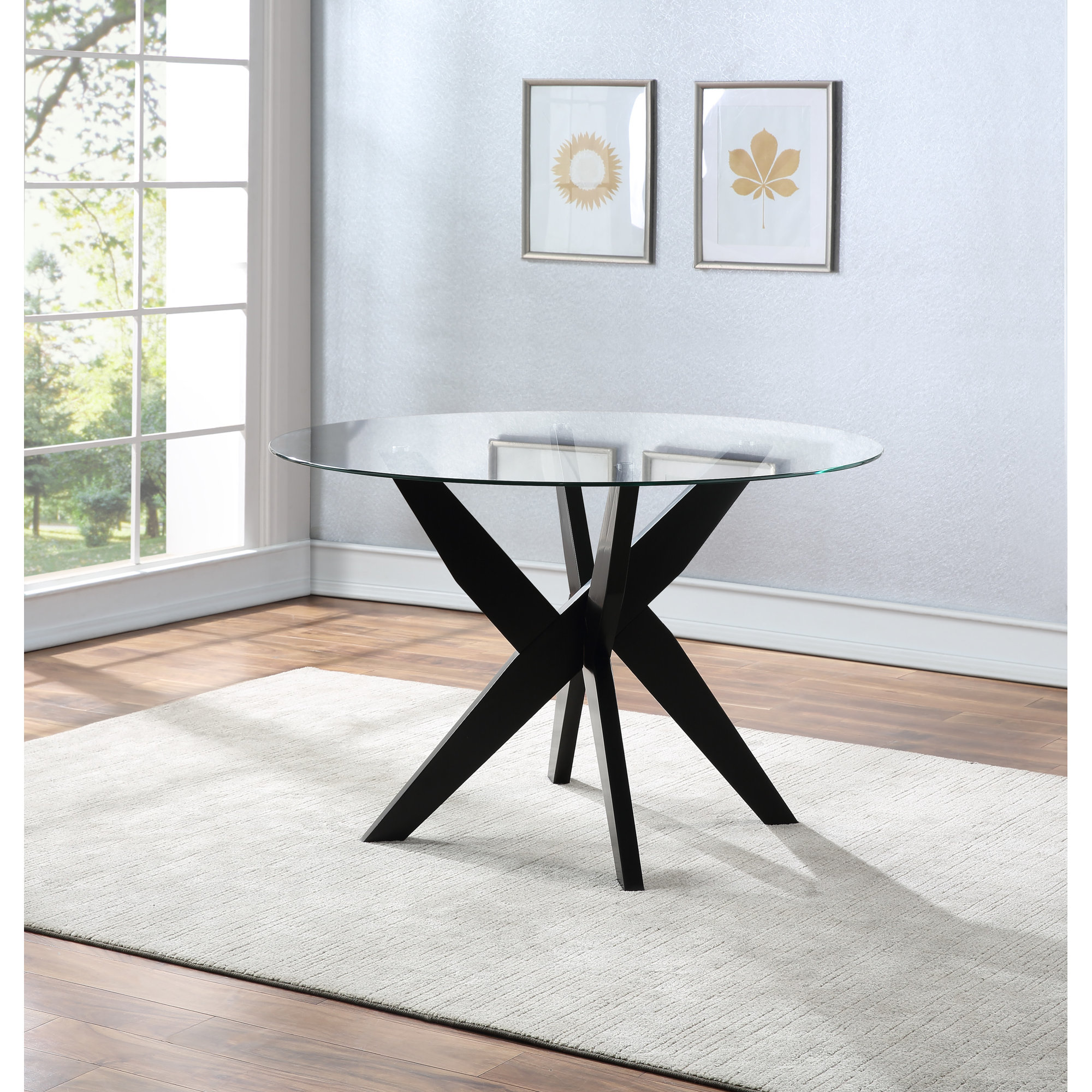 Vosburg 48'' Round Dining Table, Black