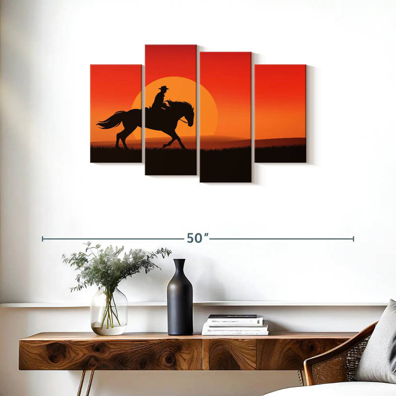 Silhouette de cowboy Lelar Sunset, H 22 po x l 36 po