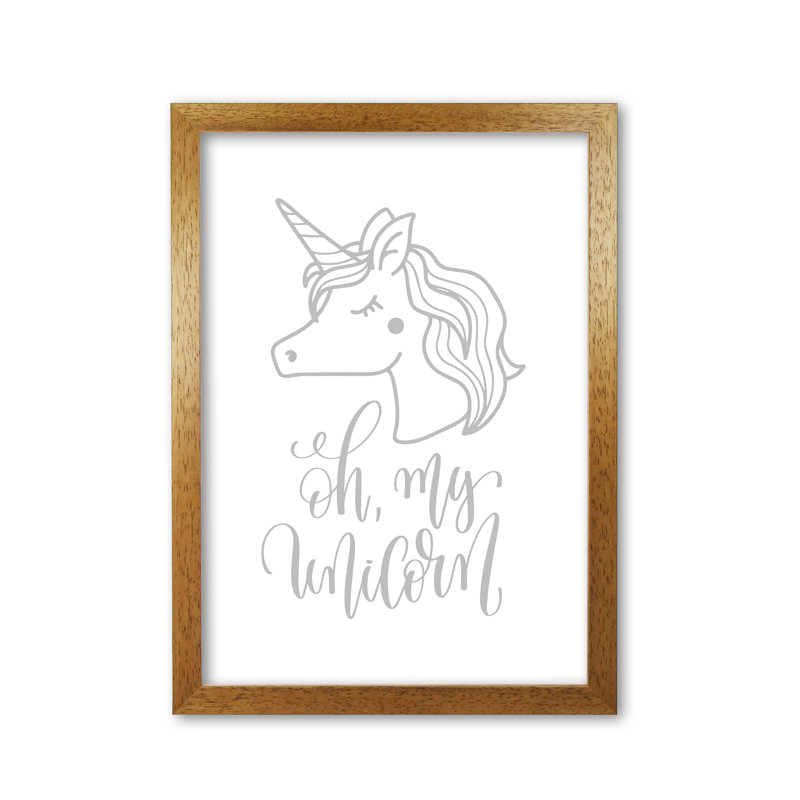 Oh My Unicorn - Print, Honey Oak Frame, 30 cm H x 21 cm W x 5 cm D