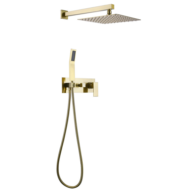 Système de douche complet à pression équilibrée en laiton massif 10 po avec valve brute