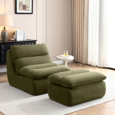 Fauteuil à billes 32 "avec repose-pieds, grande chaise longue pour adultes, canapé paresseux rembourré pour le salon, la chambre à coucher