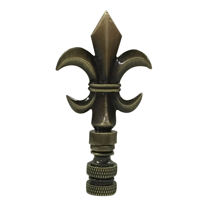 Fleur De Lis Lamp Finial, Antique Brass