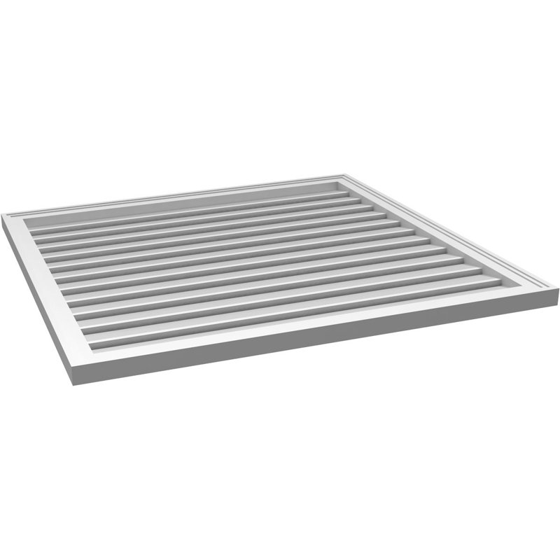 Évent à pignon fonctionnel en uréthane rectangulaire à fixation en surface, brun clair apprêté, H 38 po x l 40 po x P 1,5 po
