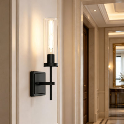 Metal Bathroom Wall Sconces Set Lighting with Clear Glass Shades