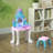 Qaba Kids Vanity Set With Mirror And Stool, Castle Design Makeup Table With Light, Music, Hair Dryer, 18 Accessories, Girls Pretend Play Toys For 3-6 Years