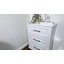 Table de chevet blanche avec 2 tiroirs, petite commode pour la chambre à coucher, commode en bois avec poignées en acier, commode Mid-Century pour le salon, le bureau
