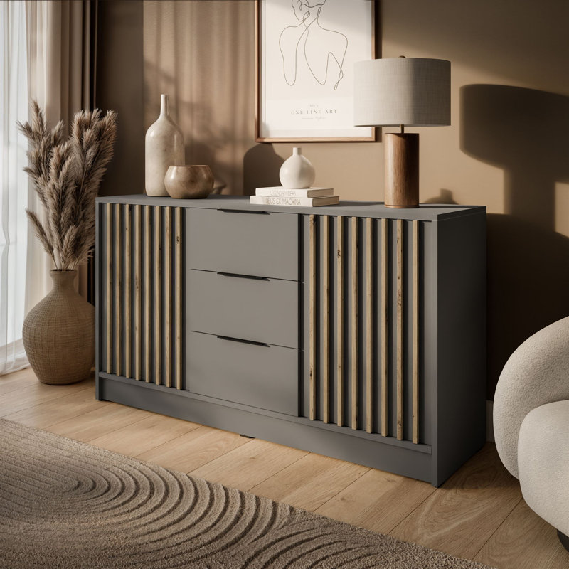 155cm Sideboard, Grey/Artisan Oak
