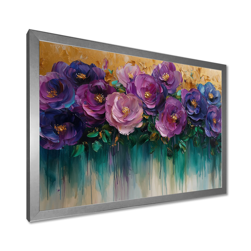 «Fantasy Field - Roses», reproduction d'art sur toile, H 30 po x l 40 po, Picture Framed, Argent argent