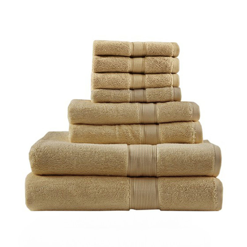 100% Cotton 8 Piece Antimicrobial Towel Set, Beige