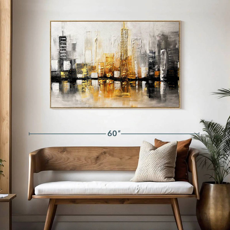 City View I, Cadre flottant en bois naturel, 46 po x 31 po
