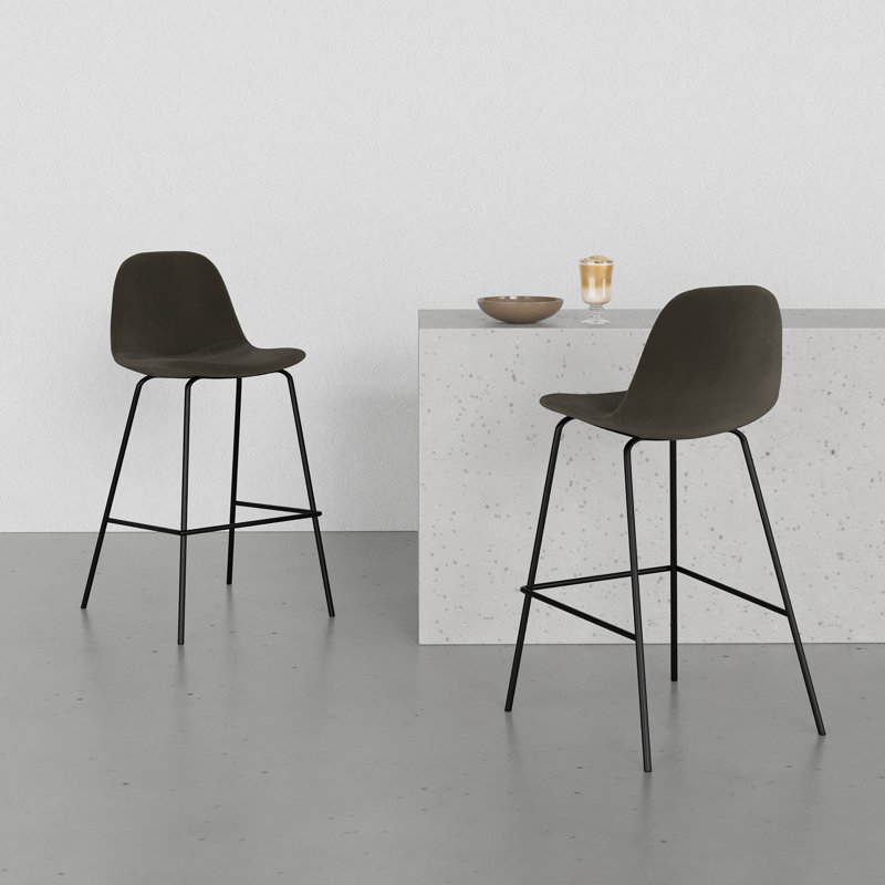 Tabouret de bar et de comptoir Kinlaw, Tabouret de comptoir (siège d’une hauteur de 23, Velours Bella Performance