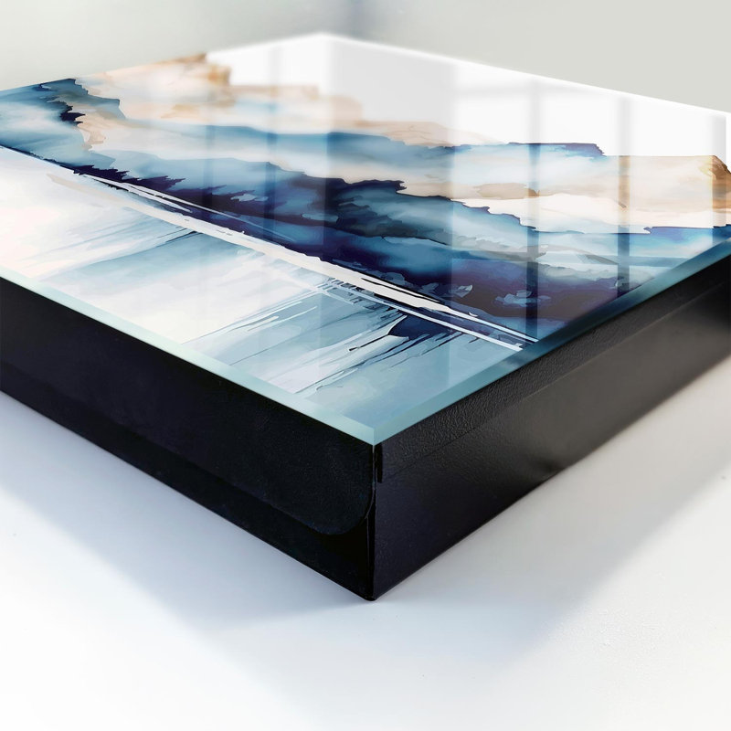Key storage box, Opens to the right, 30x30x5, Black, Mountain landscape with a watercolor background, 