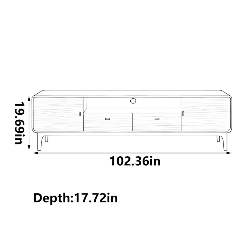 Meuble télé en bois de noyer noir, 102.36"