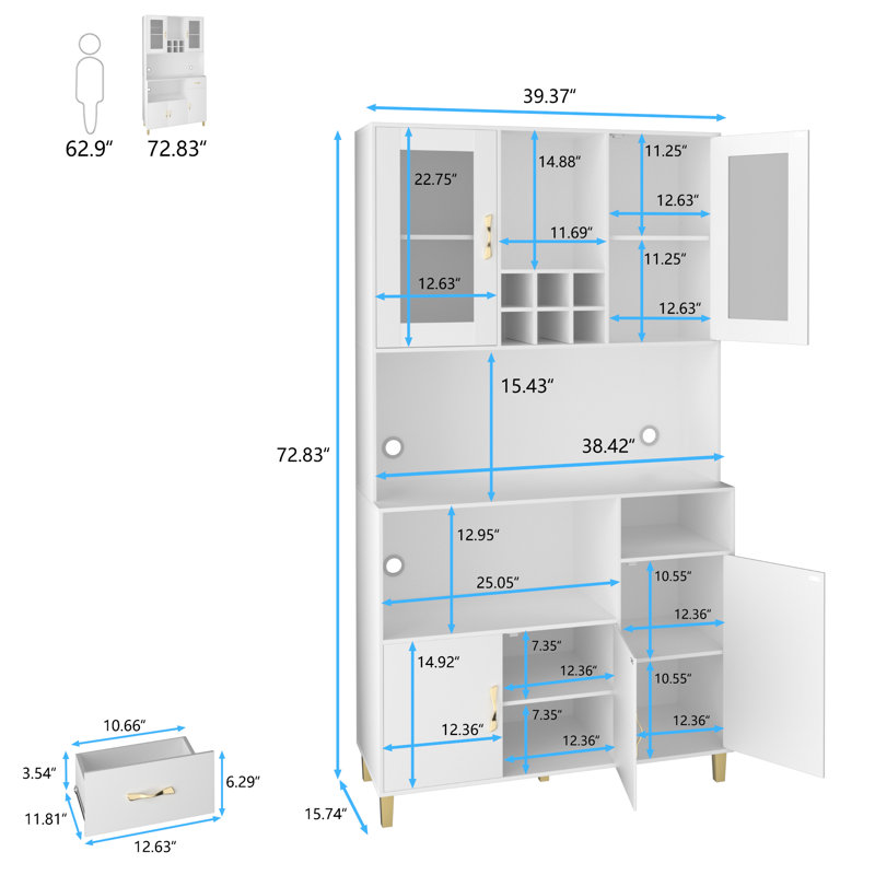 Garde-manger autoportant moderne avec portes en verre trempé