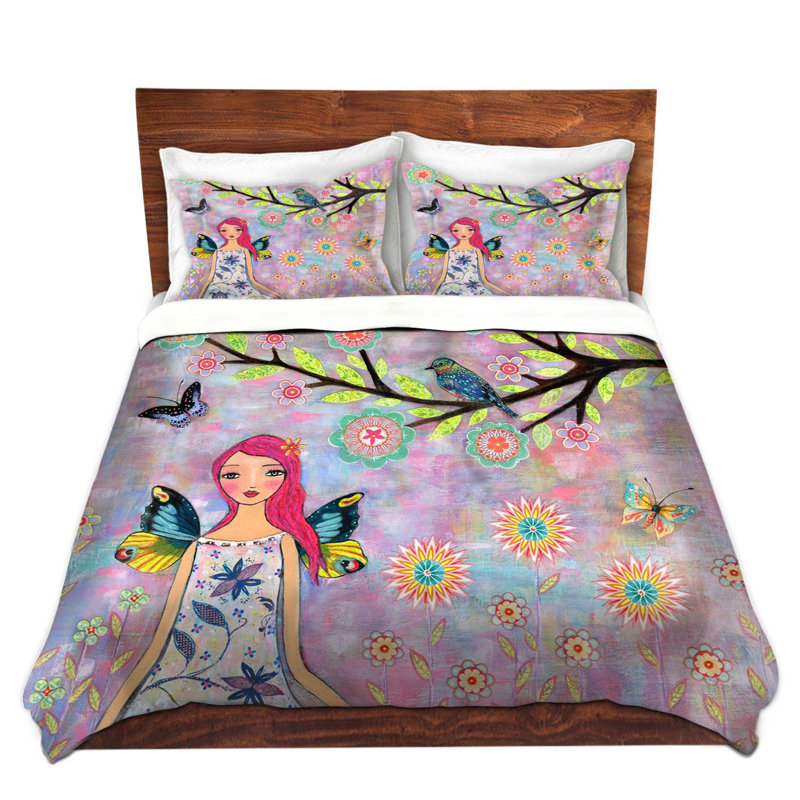 Polyester Floral Duvet Cover, 1 Twin Duvet Cover + 1 Standard Sham