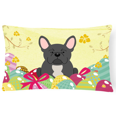 Coussin lombaire bouledogue français pour pâques œufs