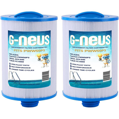 G-NEUS Spa & Hot Tub Filter | Replaces 6CH-940, PWW50P3, FC-0359 | 40 Sq Ft Coverage (x2) | High Performance Spa Replacement Cartridge, 2 Pack