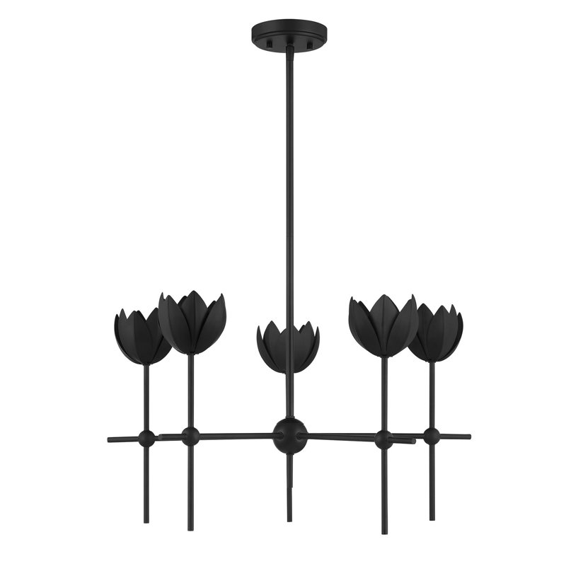 Lustre 5 lumières Meridian, Noir mat