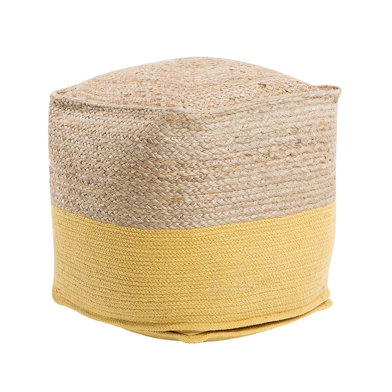 Arkose 44cm Wide Square Pouf Ottoman, Yellow
