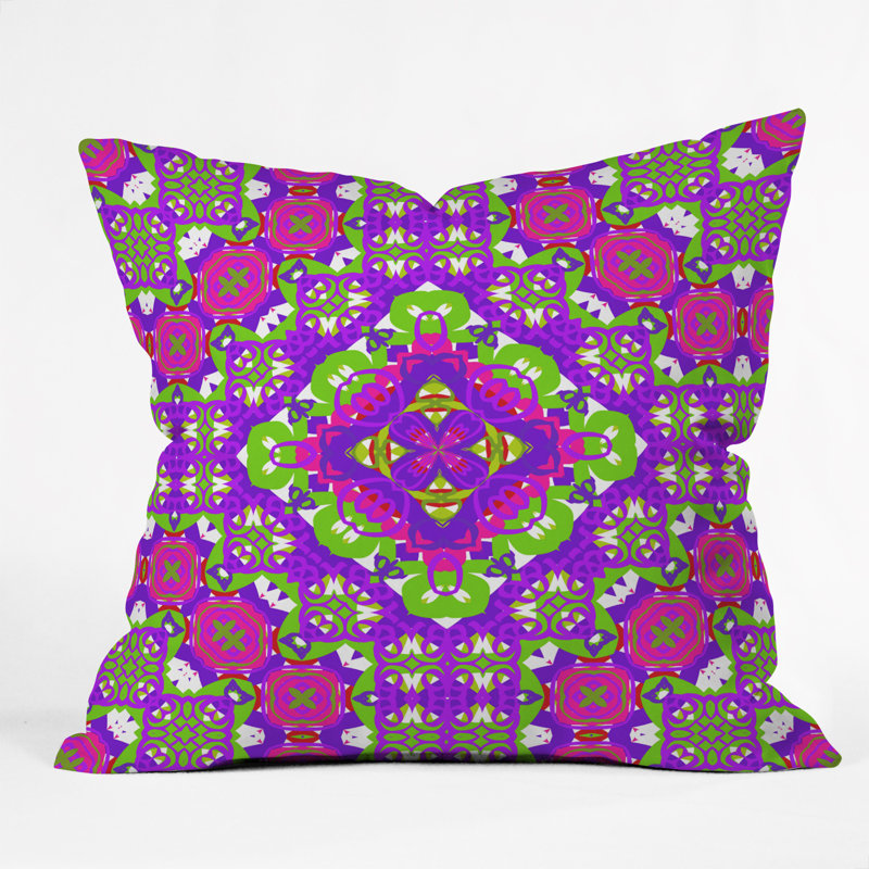 Coussin décoratif intérieur / extérieur Lisa Argyropoulos, 16 po x 16 po, Rose/vert/mauve