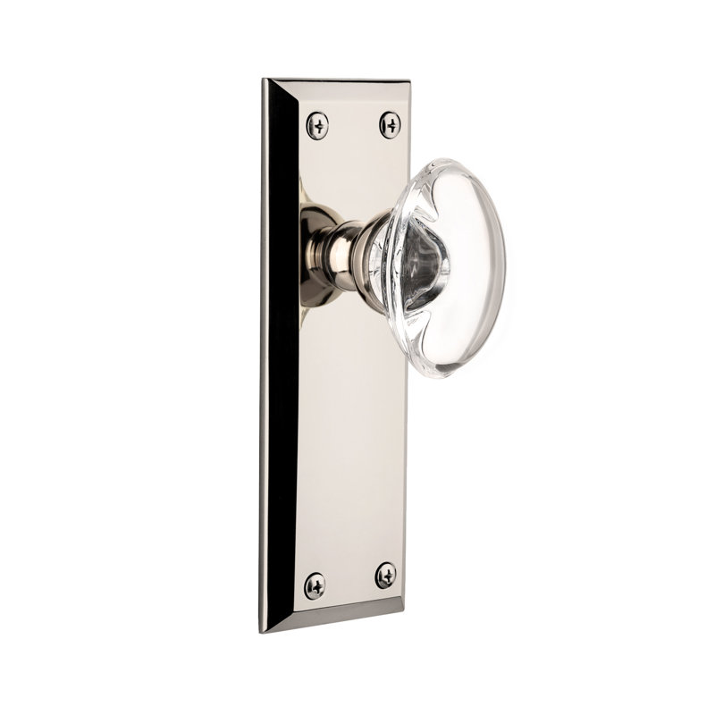 Poignée de porte en cristal Grandeur Fifth Avenue, 2-3/4", Nickel poli