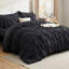 Bed-in-a-bag bourgogne simple TG TG - ensemble d'édredon à plis pincés noirs avec draps, taies d'oreiller et taies décoratives pour chambre de dortoir (ensemble de 5)-105523202-105523229