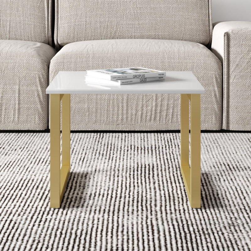 Edwill 23.6" Coffee Table with High Gloss Finish, White
