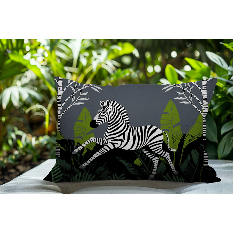 Oreiller rectangulaire intérieur / extérieur Asty, Gris, Rectangulaire H 18 po x l 25 po