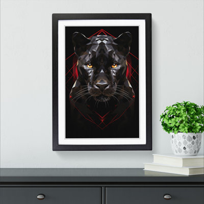 Panther Geometric No.2 - Single Picture Frame Print on Wood