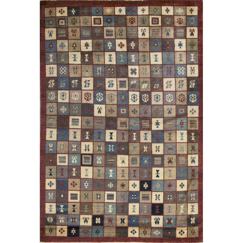 Wool Geometric Area Rug in Brown/Taupe