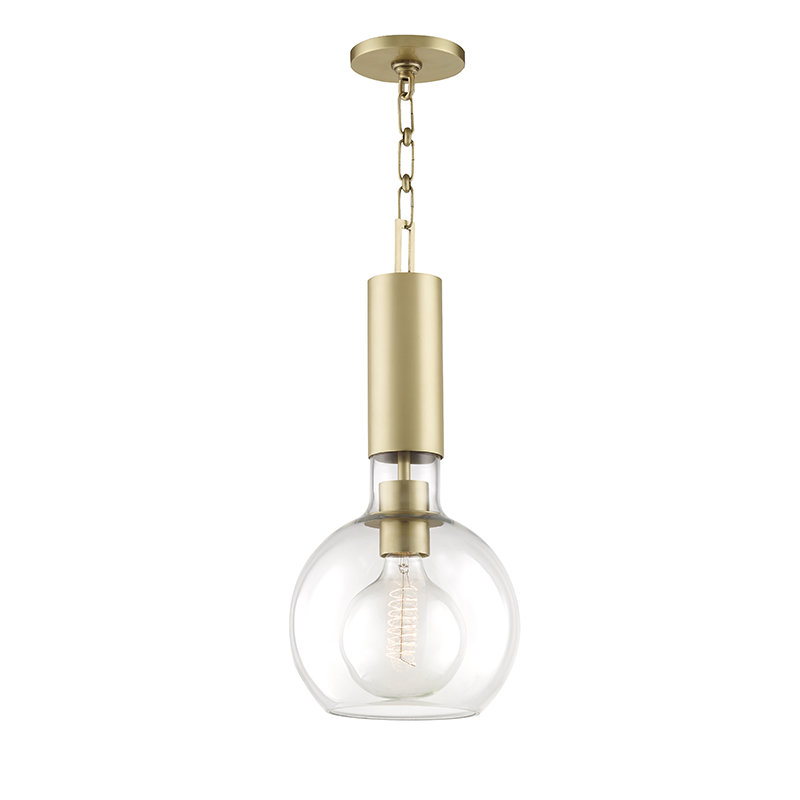 Raleigh 1 - Light Pendant, Aged Brass, 19.5" H x 9" W x 9" D