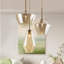 Luminaire suspendu en verre 3 lumières champagne doré - cordon réglable, luxueux plafonnier (sans ampoule)