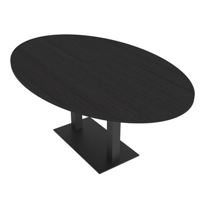 6 Person Oval Shaped Conference Table with Double Base