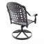 Ensemble de salle à manger 7 pièces en fonte d'aluminium toutes saisons comprenant 2 chaises pivotantes, 4 chaises et une table rectangulaire avec cadre noir