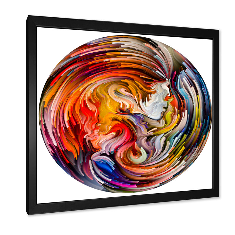 Cercle coloré liquide - Reproduction de photo sur toile, Cadre photo noir, H 16 po x l 16 po x P 1 po