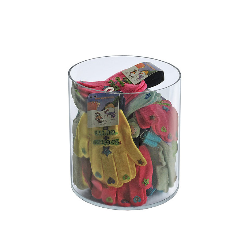 Présentoir en acrylique transparent, contenant rond en plastique et colonne montante