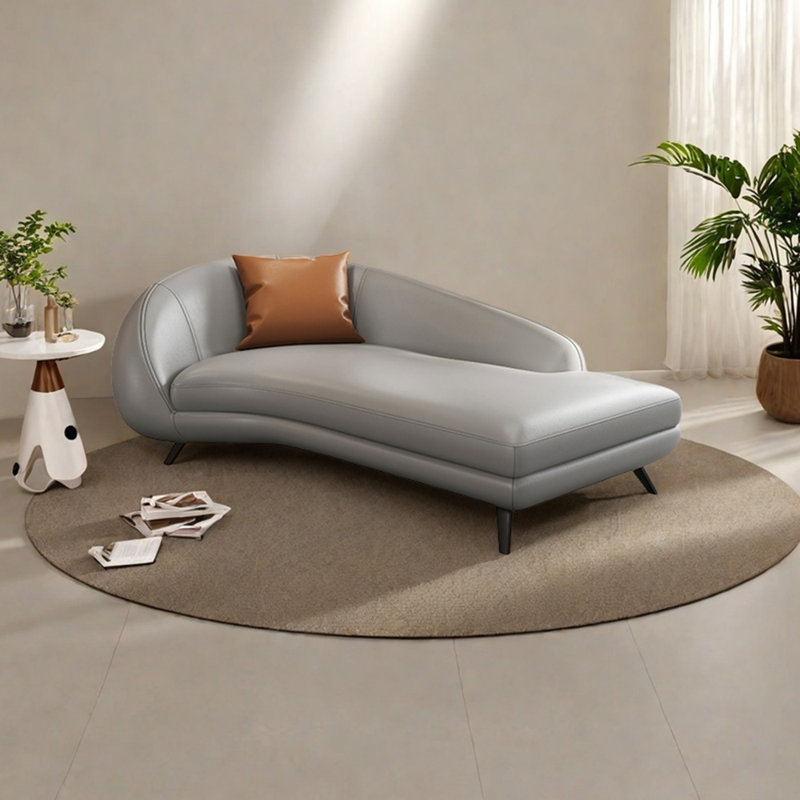 Ergonomically designed faux leather recliner, Grey, Left Hand Facing